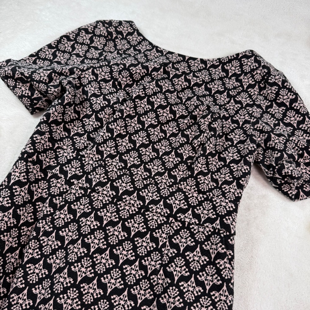 Boden Womens Pink Black Damask Floral Sheath Dress Short Sleeve 6R‎ Office Wear